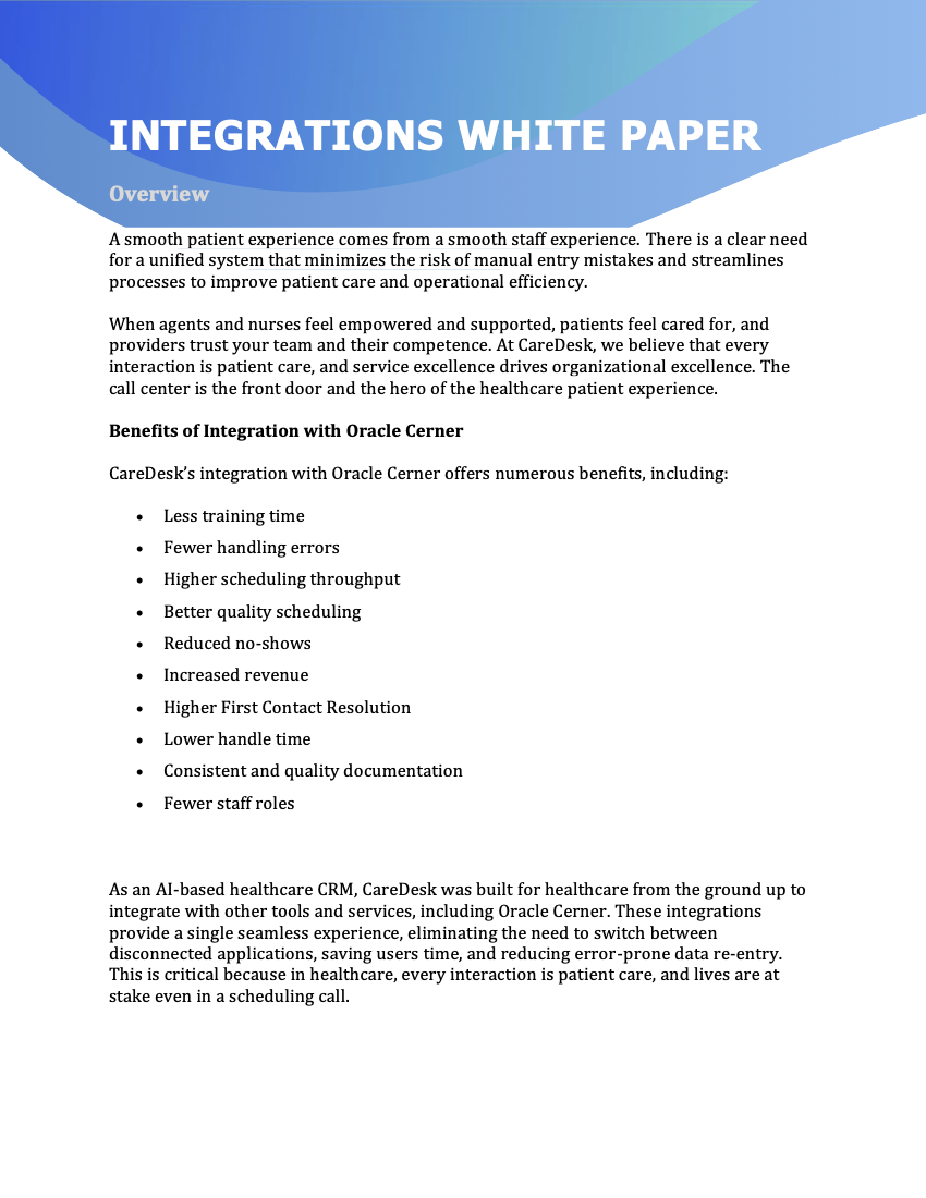 Cerner Integrations White Paper
